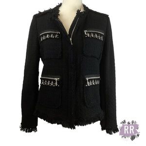 REBECCA TAYLOR Tweed Boucle Embellished Blazer